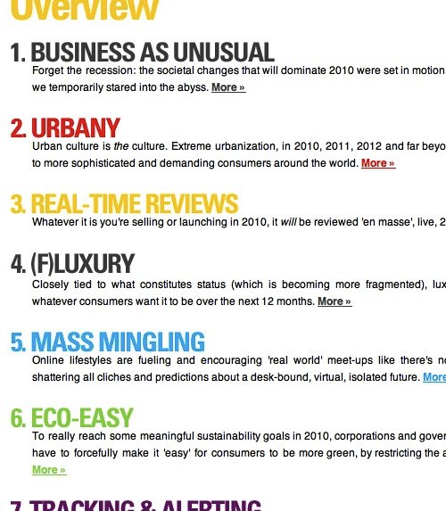 10 CRUCIAL CONSUMER TRENDS FOR 2010