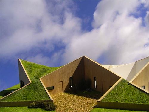 Mark Merer criou a Landhouse, uma casa com teto verde criada com painéis SIPs que ajudam bastante na economia de energia. Tudo isso com um visual bem diferente.