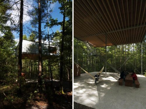 O estúdio japonês Go Hasegawa criou a residência de fim de semana que foi nomeada Pilotis in a Forest. Há apenas três horas de Tóquio, a ideia da casa é a co existência com a natureza ao seu redor. E isso ela conseguiu muito bem.