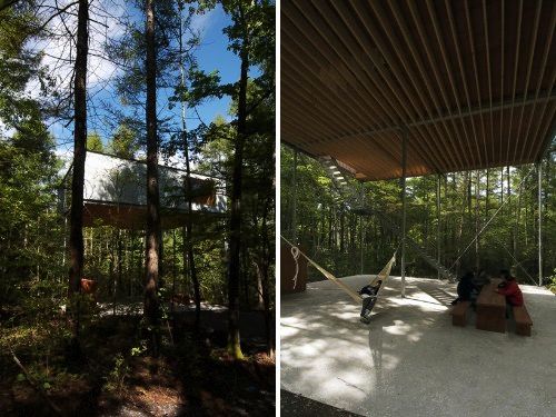 O estúdio japonês Go Hasegawa criou a residência de fim de semana que foi nomeada Pilotis in a Forest. Há apenas três horas de Tóquio, a ideia da casa é a co existência com a natureza ao seu redor. E isso ela conseguiu muito bem.