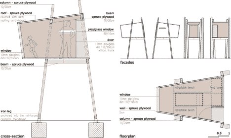 Nunca morei em casa e nunca tive uma casa na árvore. Acho que por culpa disso que eu ache esse tipo de estrutura tão interessante. Ainda mais quando tem um formato trapezóide como essa que foi construida na Eslovênia.