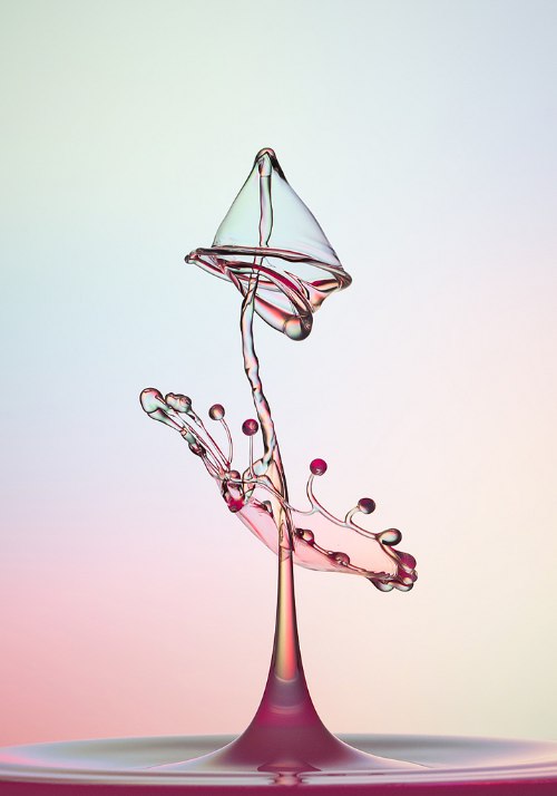 Heinz Maier é um fotógrafo que resolveu trabalhar com aquele breve momento onde as gotas de água reagem a queda. Chamei essas fotografias de Esculturas de Gotas d'Água porque, para mim, elas são como estátuas de vidro. Pelo menos, por alguns centésimos de segundo.