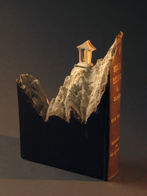 Não sei como Guy Laramee consegue transformar esses livros em obras de arte mas ele faz isso parecer fácil. Vejo seus trabalhos e fico pensando se não poderia pegar alguns livros belhos num sebo e tentar algo parecido. Ai eu lembro que não teria ideia de como começar e desisto disso.