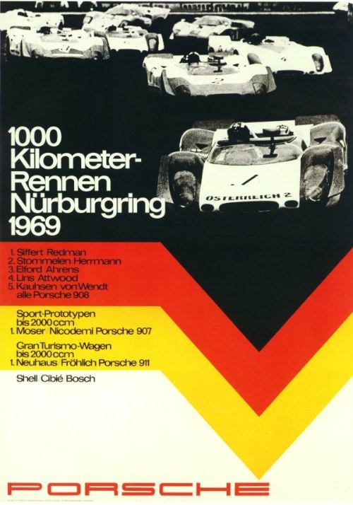 Vocês precisavam estar aqui comigo quando me deparei com essa série de Vintage Porsche Racing Posters. Afinal, não é todo dia que me deparo com uma coleção de exemplos de design gráfico tão interessante e especial quanto essa.