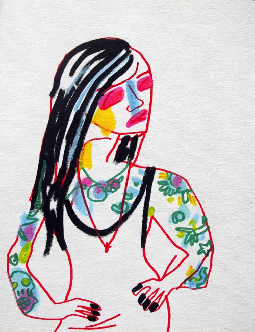 Drawings by Jon Burgerman of girls he's seen on Tumblr_00