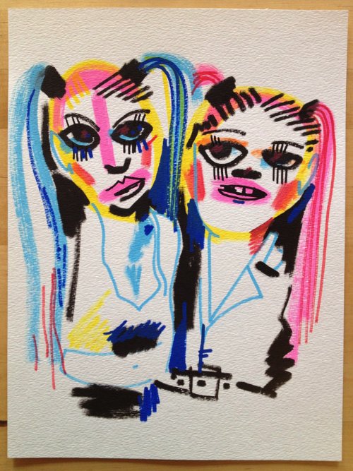 Drawings by Jon Burgerman of girls he's seen on Tumblr_06