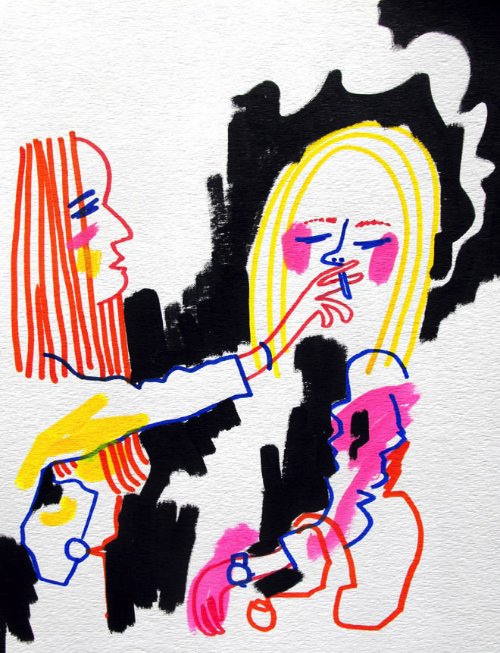 Drawings by Jon Burgerman of girls he's seen on Tumblr_13