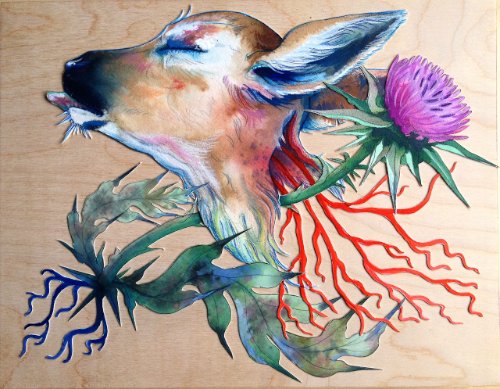 Morgaine Faye nasceu em 1987 e cresceu em Santa Cruz, na Califórnia. Hoje em dia, ela trabalha misturando ilustração, pintura e metais para criar as obras que você vai ver abaixo.  Mas ela não para por ai. Morgaine Faye tem experiência em criação de story boards, design de sets e concept art. Além de puppets para animação stop motion. 