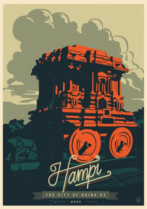 Foi com Travel Postcards and Posters que conheci o trabalho de design e ilustração de Ranganath Krishnamani. Nessa série de ilustrações, ele representa muito bem o espírito e glória da Índia. Cada ilustração aqui mostra e captura uma história do passado indiano, representando assim um pouco da herança histórica desse povo tão importante. 