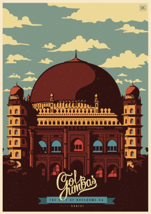 Foi com Travel Postcards and Posters que conheci o trabalho de design e ilustração de Ranganath Krishnamani. Nessa série de ilustrações, ele representa muito bem o espírito e glória da Índia. Cada ilustração aqui mostra e captura uma história do passado indiano, representando assim um pouco da herança histórica desse povo tão importante. 