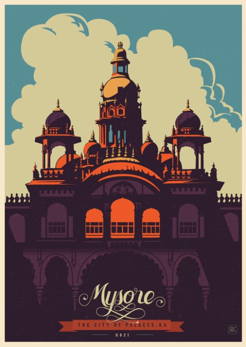 Foi com Travel Postcards and Posters que conheci o trabalho de design e ilustração de Ranganath Krishnamani. Nessa série de ilustrações, ele representa muito bem o espírito e glória da Índia. Cada ilustração aqui mostra e captura uma história do passado indiano, representando assim um pouco da herança histórica desse povo tão importante. 