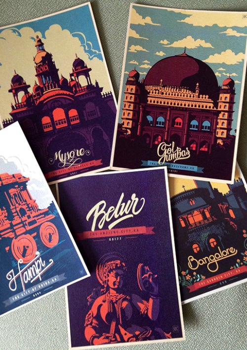 Foi com Travel Postcards and Posters que conheci o trabalho de design e ilustração de Ranganath Krishnamani. Nessa série de ilustrações, ele representa muito bem o espírito e glória da Índia. Cada ilustração aqui mostra e captura uma história do passado indiano, representando assim um pouco da herança histórica desse povo tão importante. 