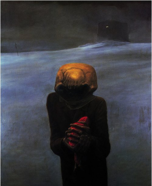 Zdzislaw Beksinski foi um artista visionário polonês cujas obras assustadoras são quase como pesadelos visuaais que podem até servir como um portal para uma realidade alternativa mais do que perturbadora. E eu só consigo descrever seu trabalho com esse nível de complexidade gramática.