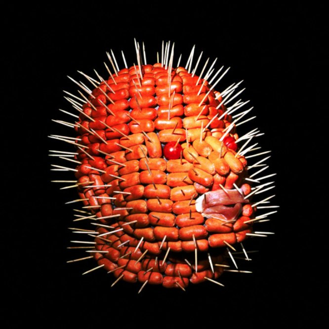 Dimitri Tsykalov produz arte de um jeito um pouco estranho. Sua arte surge através do uso de alguns objetos bem interessantes que seriam descritos por muita gente como comida. Algumas delas são feitas com frutas, outras com pedaços de carne. Algumas delas tem um visual interessante e outras parecem bem desagradáveis. Gosto muito da sua série de caveiras vegans.