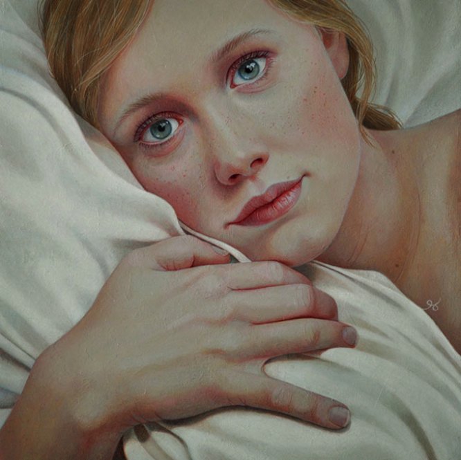 Jantina Peperkamp é uma artista holandesa que aprendeu a pintar seus retratos realistas sozinha. Nesses trabalhos, ela diz que o resultado final sempre depende da energia que surge entre a artista e a modelo. Jantina Peperkamp se enxerga como uma observadora que tenta reconhecer a si mesmo em seus modelos para, finalmente, criar um auto retrato.