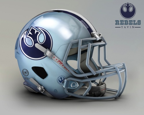 Imagine que o universo de Star Wars tenha sua própria liga de futebol americano. Agora, tente imaginar como seriam os capacetes desses times e você vai entender o trabalho que o John Raya teve na criação dessas imagens aqui.