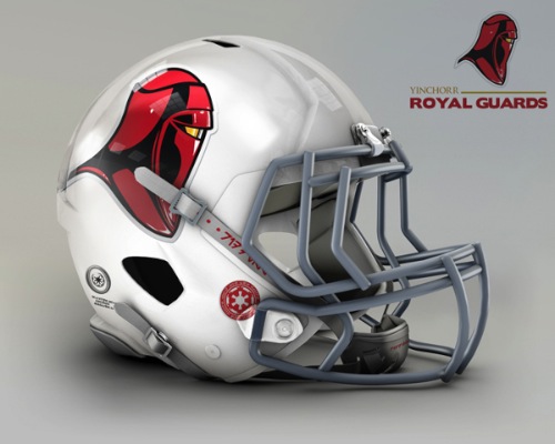 Imagine que o universo de Star Wars tenha sua própria liga de futebol americano. Agora, tente imaginar como seriam os capacetes desses times e você vai entender o trabalho que o John Raya teve na criação dessas imagens aqui.