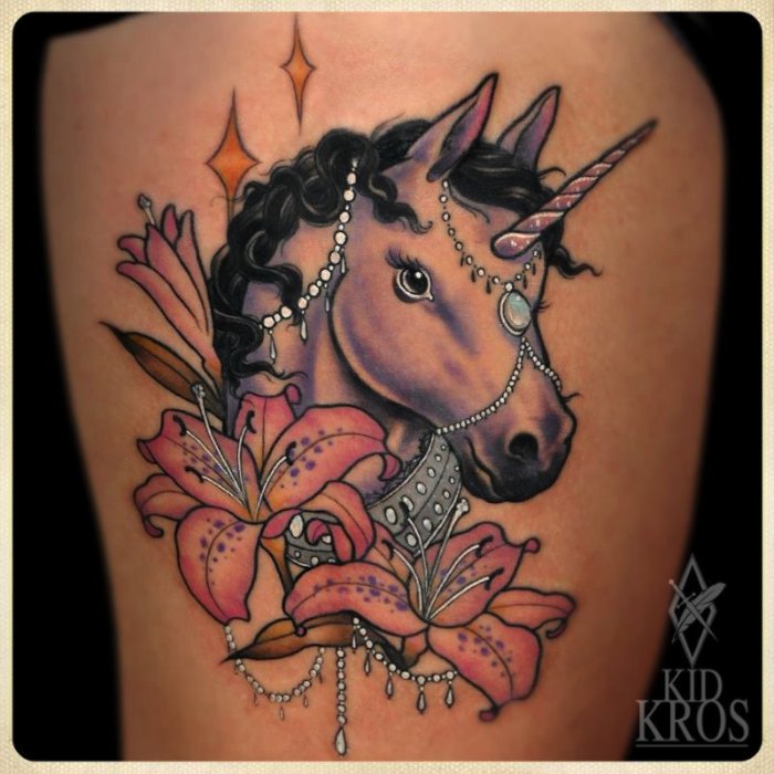 Kid-Kros é um tatuador croata com um portfolio de tatuagens bem único em estilo e cores. Sua atenção para detalhes é fora do comum e o seu estilo de ilustrações está entre meus favoritos. Dêem uma olhada nas imagens abaixo e pronto.