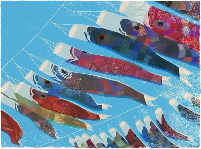 Tatsuro Kiuchi é o responsável pelas ilustrações desse post. Todas elas foram produzidas para a revista Book Travelers e tem um visual meio gasto, meio pastel, que me deixou com uma enorme vontade de viajar. Acredito que foi proposital...