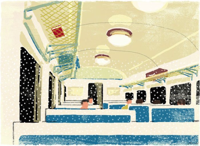 Tatsuro Kiuchi é o responsável pelas ilustrações desse post. Todas elas foram produzidas para a revista Book Travelers e tem um visual meio gasto, meio pastel, que me deixou com uma enorme vontade de viajar. Acredito que foi proposital...