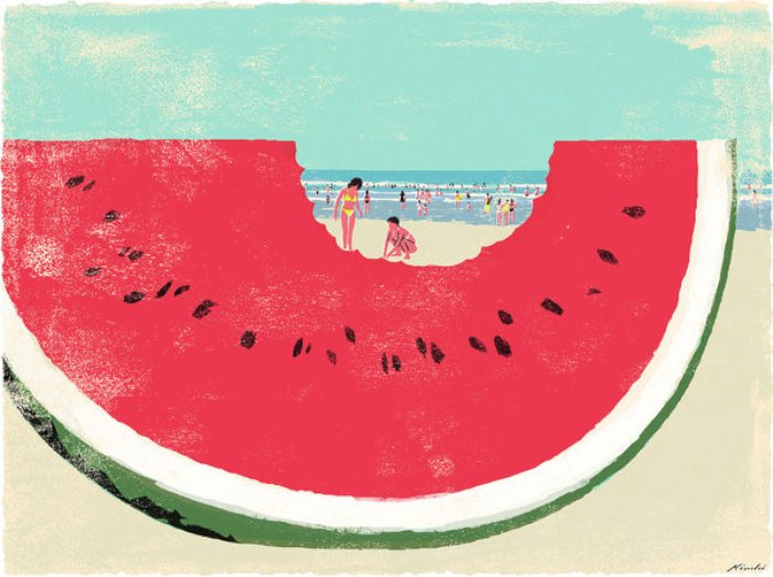 Tatsuro Kiuchi é o responsável pelas ilustrações desse post. Todas elas foram produzidas para a revista Book Travelers e tem um visual meio gasto, meio pastel, que me deixou com uma enorme vontade de viajar. Acredito que foi proposital...