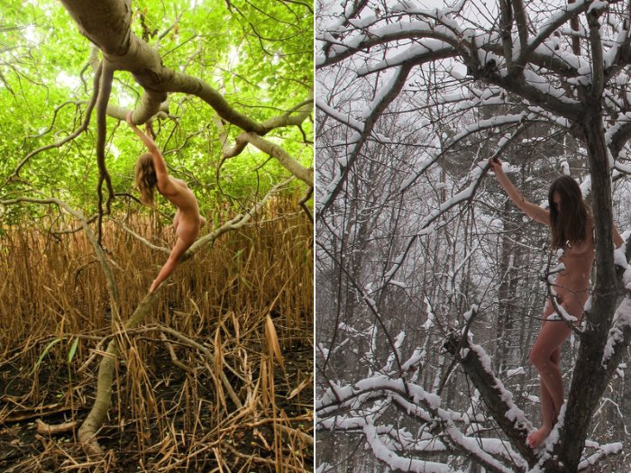 Mia Berg produziu uma série de auto retratos tentando explorar o seu relacionamento com a natureza e, também, valorizando aquilo que é realmente importante para ela. Seu trabalho é bem interessante e mostra um pouco de como não valorizamos o suficiente a natureza ao nosso redor.