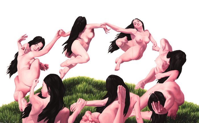 Nguyen Xuan Huy nasceu no Vietnã e hoje trabalha aqui de Berlim. Suas pinturas pegam elementos emprestados de toda história da arte, passando pela estética do pop art e por todos os traumas pós guerra que o Vietnã encara até hoje. Incluindo ai todas as deformações que o agente laranja continua causando três gerações depois do fim da guerra.