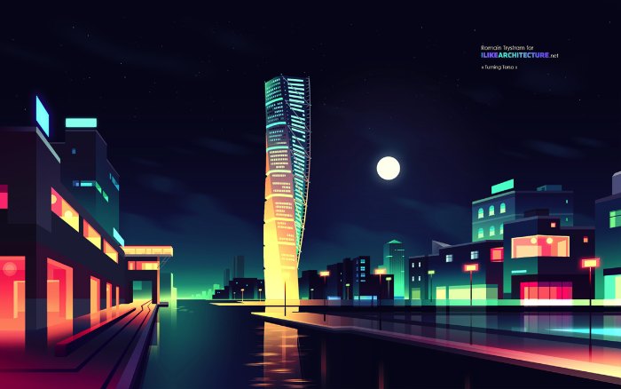 Romain Trystram é o ilustrador responsável pelas ilustrações que servem de wallpapers no blog ilikearchitecture.net. Sou obrigado a mencionar que a palheta de cores dessas imagens foi o que causou esse post aqui.