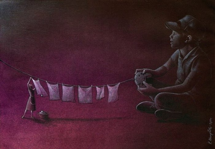 Pawel Kuczynski é um ilustrador polonês nascido em Szczecin. Ele estudou na Fine Arts Academy de Poznan e, desde 2004, trabalha com ilustração satírica. Desde então, ele já recebeu mais de 100 premiações pelo seu trabalho.