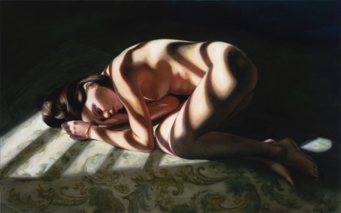 Anwen Keeling é uma artista australiana cuja série The Blue Room chamou minha atenção. Nessa série de pinturas a óleo, ela estuda o corpo feminino através do luzes e sombras que vem das janelas.