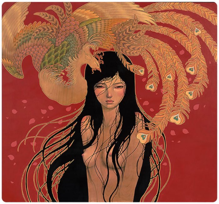 Um dos pontos que mais gosto no trabalho da Audrey Kawasaki acaba sendo meio contraditório. Digo isso já que enxergo nas suas pinturas um lado erótico e, ao mesmo tempo, inocente. Cada pintura parece ter sido feita para ser atraente de um jeito quase perturbador.
