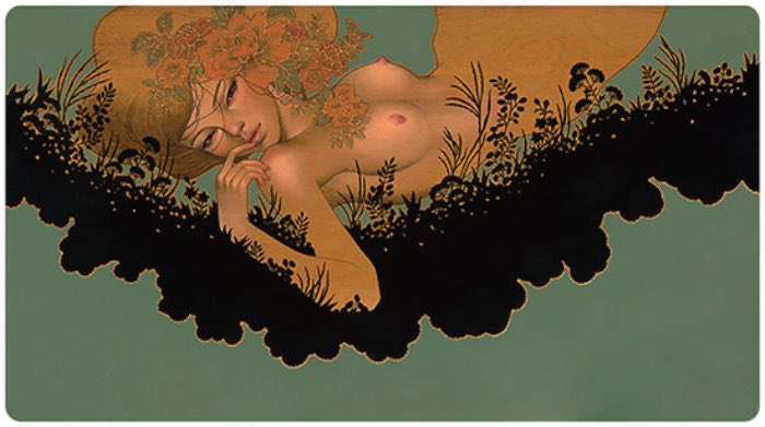 Um dos pontos que mais gosto no trabalho da Audrey Kawasaki acaba sendo meio contraditório. Digo isso já que enxergo nas suas pinturas um lado erótico e, ao mesmo tempo, inocente. Cada pintura parece ter sido feita para ser atraente de um jeito quase perturbador.