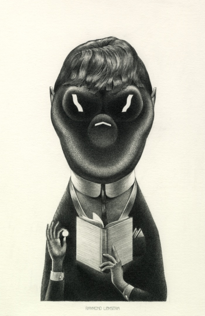 Raymond Lemstra gosta de usar referências de uma natureza primitiva em seus desenhos, esculturas e ilustrações. Desse jeito, ele encontra distorções na percepção do nós somos e reduz o corpo àquilo que é mais importante.