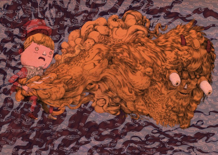 Raymond Lemstra gosta de usar referências de uma natureza primitiva em seus desenhos, esculturas e ilustrações. Desse jeito, ele encontra distorções na percepção do nós somos e reduz o corpo àquilo que é mais importante.