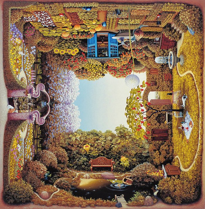 O artista polonês Jacek Yerka cria imagens totalmente lisérgicas. Suas ilustrações vão de monstros que escondem sua real função passando por pinturas multi facetadas que pegam todas as laterais de um quadro.