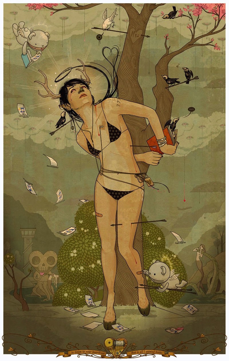 Suas obras tem uma narração ilustrativa que, várias vezes, parecem muito com um conto clássico. E, como muitos dos contos clássicos, a história não vai ter um final feliz. Quando você olha para as ilustrações de Chiara Bautista você está observando a conversa visual entre ela e sua musa Ilka. Essa musa é inatingível e intocável e por isso mesmo é estranho saber que Ilka responde as mensagens que ela manda. E esse relacionamento é completamente diferente do que existia nos séculos passados. O relacionamento musa e artista de hoje vive na internet e só existe digitalmente.