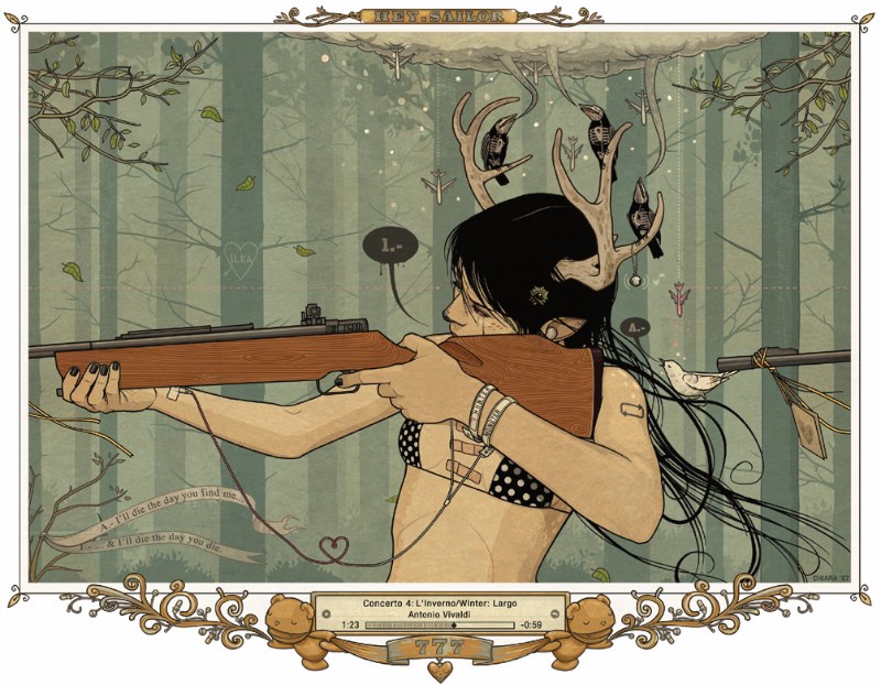 Suas obras tem uma narração ilustrativa que, várias vezes, parecem muito com um conto clássico. E, como muitos dos contos clássicos, a história não vai ter um final feliz. Quando você olha para as ilustrações de Chiara Bautista você está observando a conversa visual entre ela e sua musa Ilka. Essa musa é inatingível e intocável e por isso mesmo é estranho saber que Ilka responde as mensagens que ela manda. E esse relacionamento é completamente diferente do que existia nos séculos passados. O relacionamento musa e artista de hoje vive na internet e só existe digitalmente.