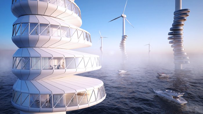 Wind Pecker é um projeto arquitetônico do design alemão Goetz Schrader. Nesse projeto ele tenta visualizar como seria possível usar das inúmeras fazendas de energia eólica que temos na Alemanha como prédios residenciais.