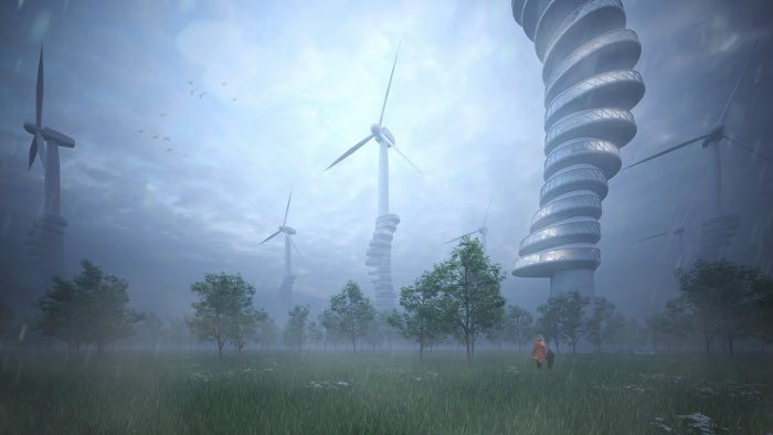 Wind Pecker é um projeto arquitetônico do design alemão Goetz Schrader. Nesse projeto ele tenta visualizar como seria possível usar das inúmeras fazendas de energia eólica que temos na Alemanha como prédios residenciais.