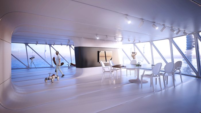 Wind Pecker é um projeto arquitetônico do design alemão Goetz Schrader. Nesse projeto ele tenta visualizar como seria possível usar das inúmeras fazendas de energia eólica que temos na Alemanha como prédios residenciais.