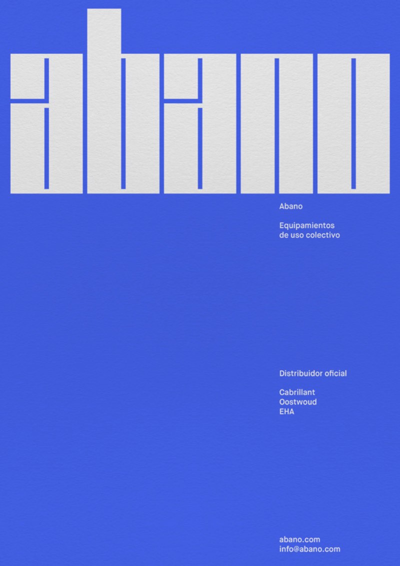 O estúdio de design espanhol Forma & Co criou a identidade visual da Abano, empresa que produz objetos para uso coletivo como armários e cabinetes.