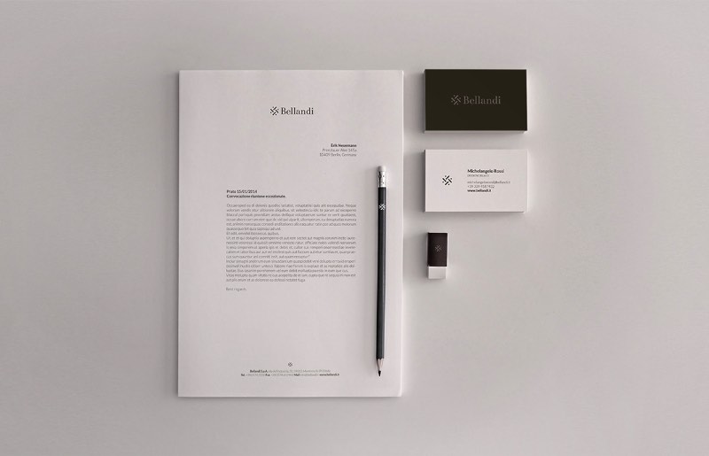Mattia Compagnucci é um designer italiano que vive e trabalha aqui em Berlin. Me deparei com o portfólio dele tem algum tempo mas, quando vi o seu trabalho de identidade visual para a Bellandi S.p.A., sabia que eu publicar esse trabalho aqui. Bellandi S.p.A. é uma empresa que trabalha na produção de tecidos e os valores da empresa são de competência, confiança e inovação. Pensando nisso, Mattia Compagnucci criou a identidade visual abaixo.
