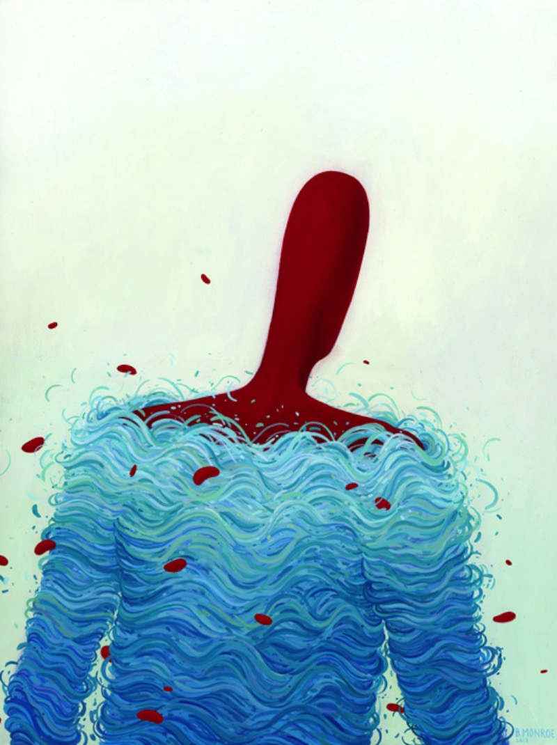 Brendan Monroe mora em Oakland, na Califórnia, com sua esposa e seu gato. Algumas vezes ele aceita projetos de ilustração mas seu dia a dia é, normalmente, feito de pinturas e esculturas que ele cria para exposições. Essas obras são feitas para questionar o que ele sabe e onde ele trabalha. Abaixo você podem ver algumas das imagens e esculturas que ele cria.