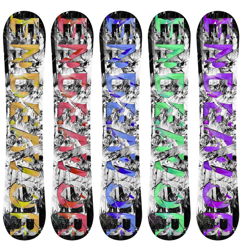 Alexis Marcou é um artista e ilustrador americano que, desde 2007, trabalha como freelancer para inúmeros clientes. Um desses clientes é a marca canadense de snowboard Endeavor Snowboards que comissionou uma série de elementos gráficos com a temática morte no espaço.