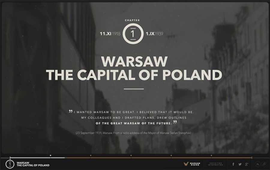 Warsaw Rising é um site educativo que mostra como foi os acontecimentos que acabaram levando a Revolta de Varsóvia em 1944. No site, você aprende como foi que o Exército Clandestino Polonês lutou contra o controle da Alemanha Nazista e o que isso causou a cidade e ao país.