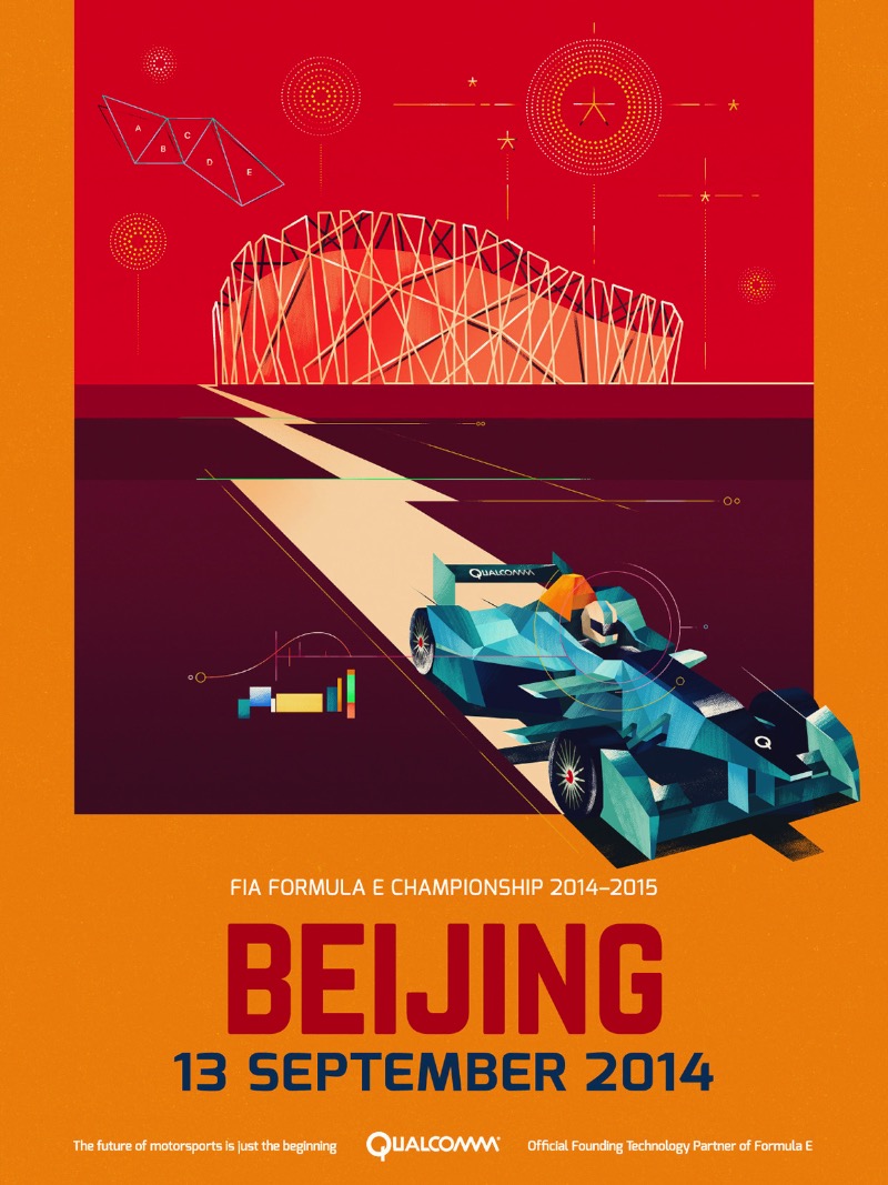 Dan Matutina é um designer e ilustrador lá das Filipinas que gosta de misturar o analógico com o digital. E é isso que você consegue ver bem nos posters que ele criou para o Campeonato de Formula E da temporada 2014-2015.