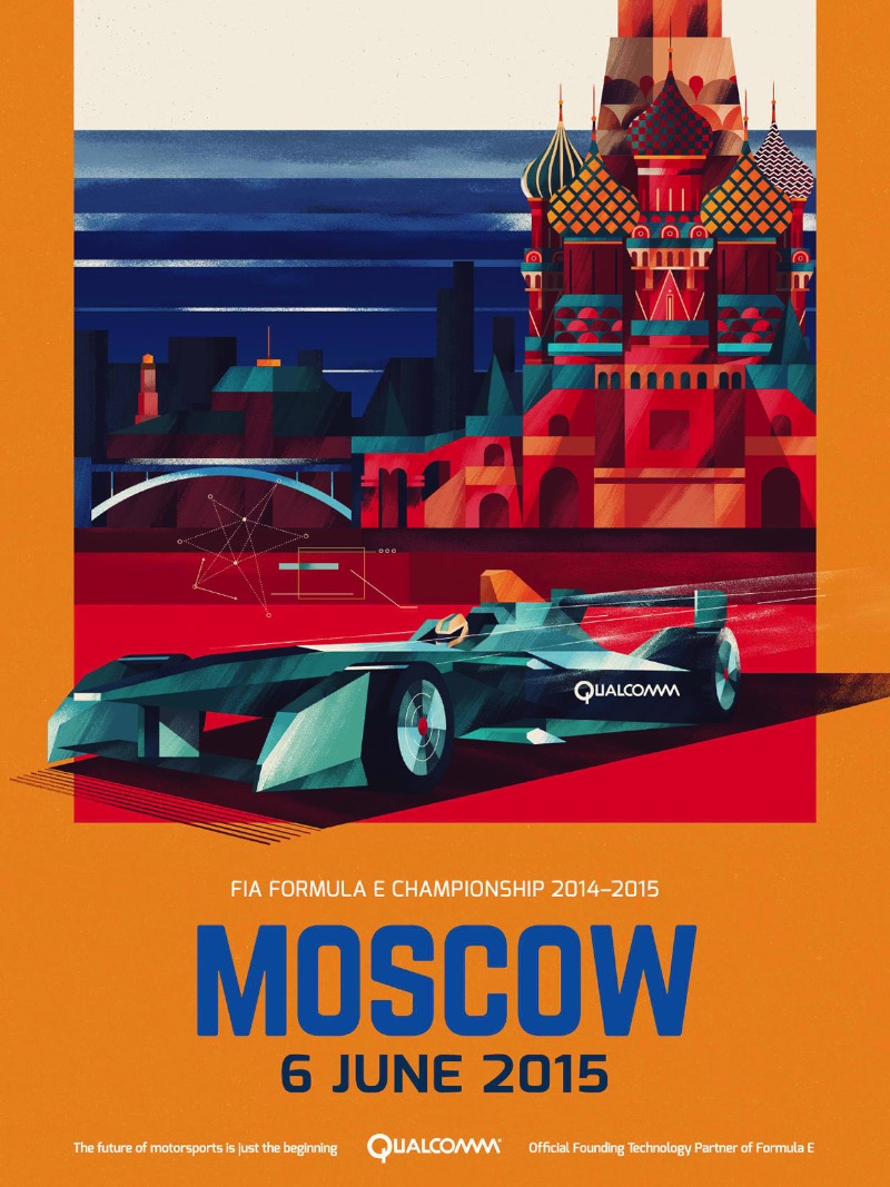 Dan Matutina é um designer e ilustrador lá das Filipinas que gosta de misturar o analógico com o digital. E é isso que você consegue ver bem nos posters que ele criou para o Campeonato de Formula E da temporada 2014-2015.