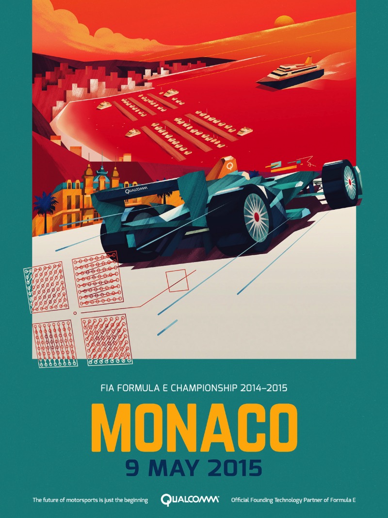 Dan Matutina é um designer e ilustrador lá das Filipinas que gosta de misturar o analógico com o digital. E é isso que você consegue ver bem nos posters que ele criou para o Campeonato de Formula E da temporada 2014-2015.