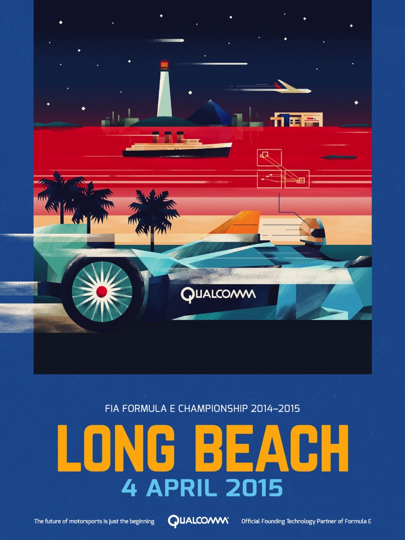 Dan Matutina é um designer e ilustrador lá das Filipinas que gosta de misturar o analógico com o digital. E é isso que você consegue ver bem nos posters que ele criou para o Campeonato de Formula E da temporada 2014-2015.