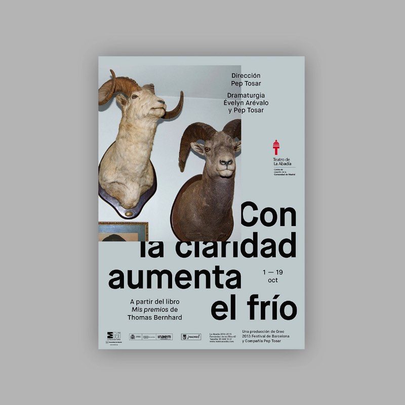 Aqui vocês podem ver os posters da temporada de 2014-2015 do Teatro de La Abadía criado pelo pessoal do estúdio Tres Tipos Gráficos, lá de Madrid. O apelo da direção de arte foi focado no lado fotográfico do design gráfico e cada peça era representada com uma fotografia.